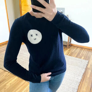 Chinti and Parker Merino Wool Cashmere Blend Navy Knit Crew Neck Sweater XS